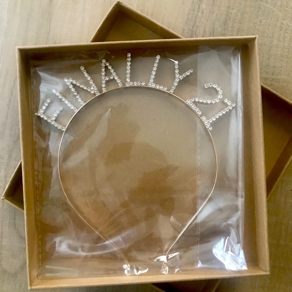 “Finally 21” Metal Rhinestone headband